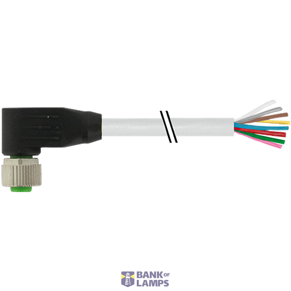 M12 female 90° A-cod. with cable PUR 8x0.34 gy 10m image 1