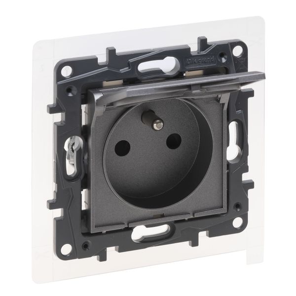 2P+E SOCKET FRENCH STANDARD SCREW IP44 MEDIUM GREY image 1