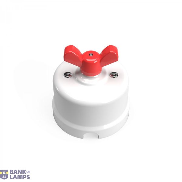 Switch/Diverter in white porcelain with butterfly nut image 1