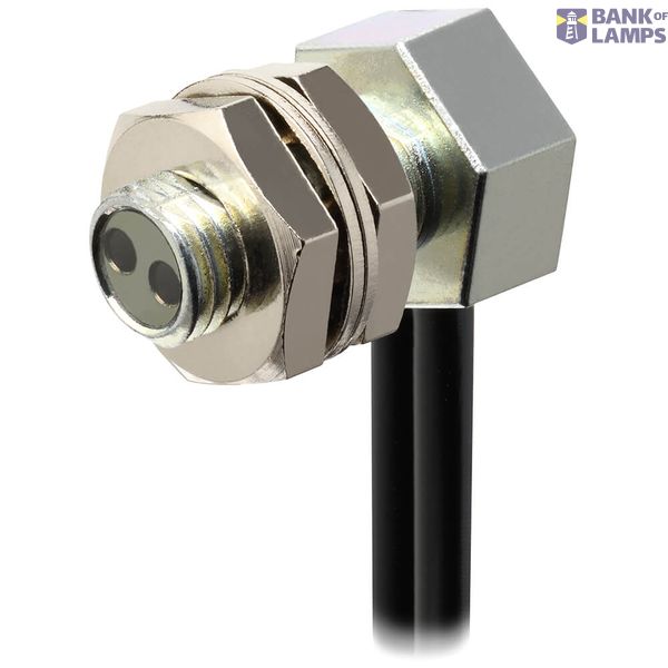 Fiber optic sensor head, retro-reflective, transparent object detection, M6 hexagonal back, right-angled head, integrated lens, R2 flexible fiber, 2 m cable E32 1604E image 1