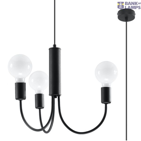 PICCOLO CHANDELIER 3 BLACK E27 3X60W IP20 image 2