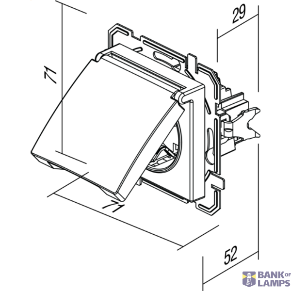 SOCKET SCHUKO+COVER 2P+E 16A 250V~ PP XO 4417015 image 2