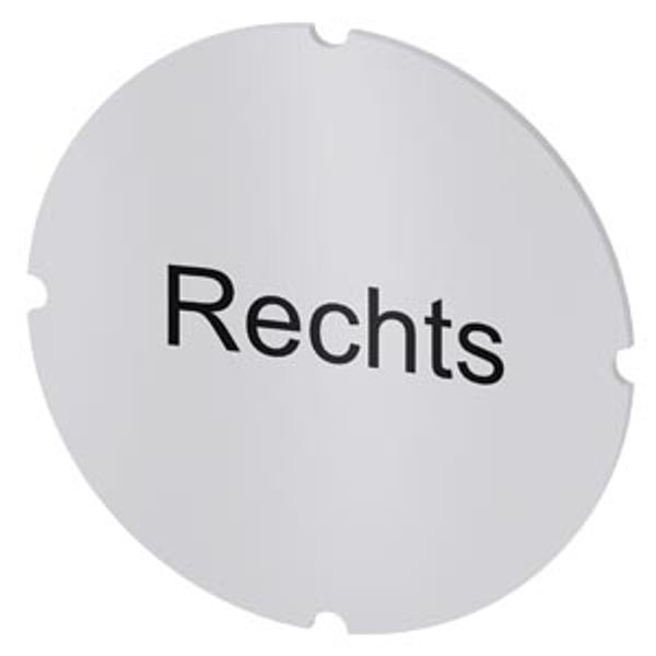 Inscription plate for illuminated pushbutton, round, milky, labeling: Rechts image 1
