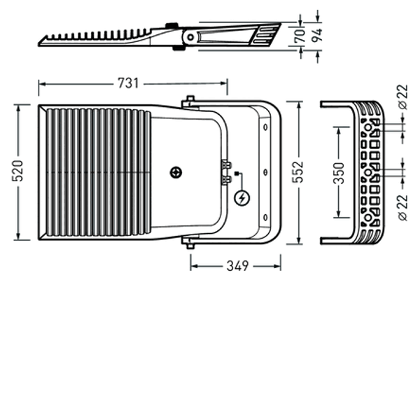 Floodlight / Projectors Lumena Plus 70 CLO (normal) Lens Grey ET 504W 68000lm 70 asym. mittelbreitstr. (AM19L) IP66 IK09 5 SDCM 8278240 image 1