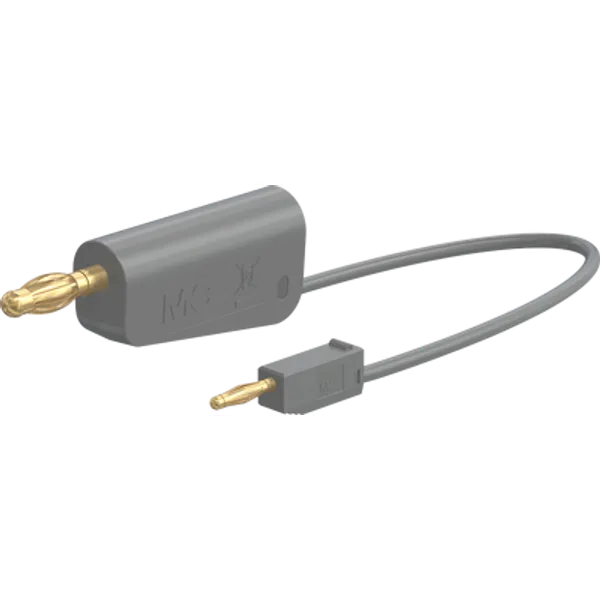 Measuring lead with (2 mm lamella plug, straight) to (4 mm lamella plug, straight), 0.6 m, gray, PVC, 0.5 mm², 64.1060-06028 image 1