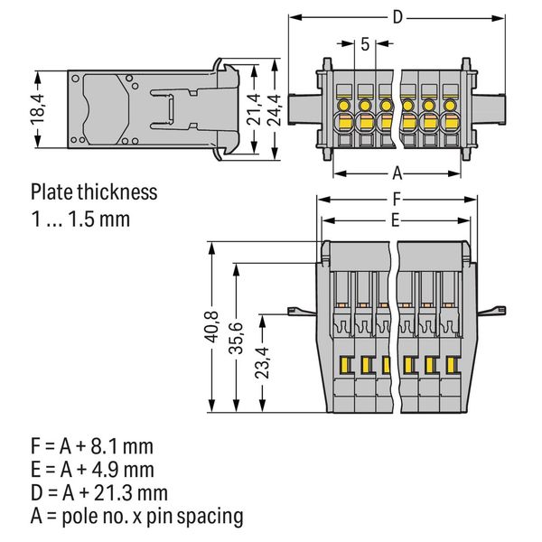 1-conductor male connector CAGE CLAMP® 4 mm² gray image 2