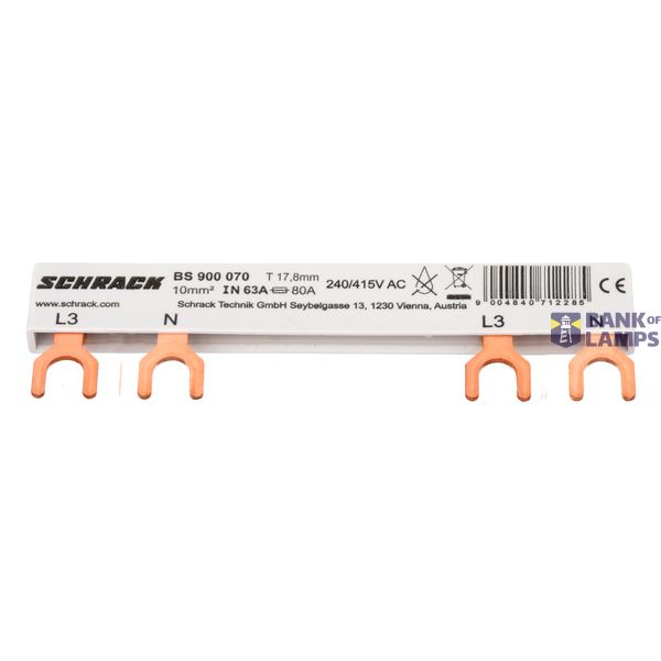Busbar, 2-pole, L3, 1xRCCB 4-pole to 1xRCBO 1+N, 6MW, 10mmý image 1