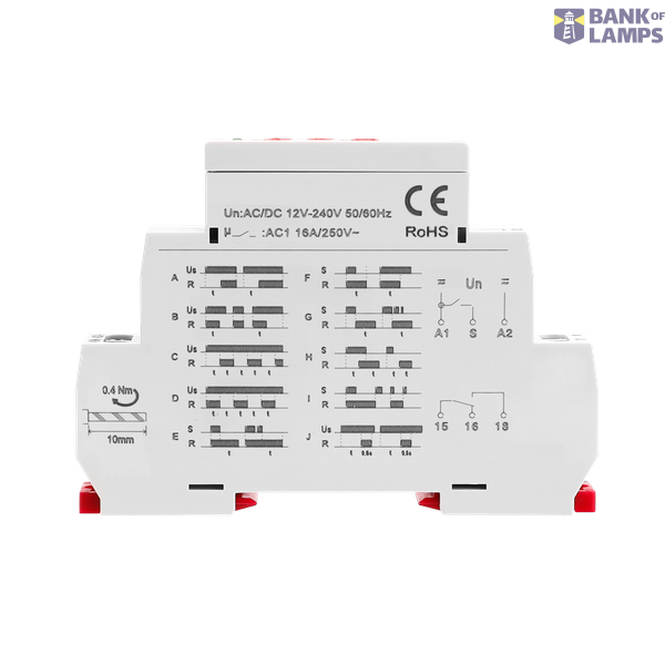 Multifunction Time Relay, 10 Functions, AC/DC 12–240V, 1×SPDT image 2