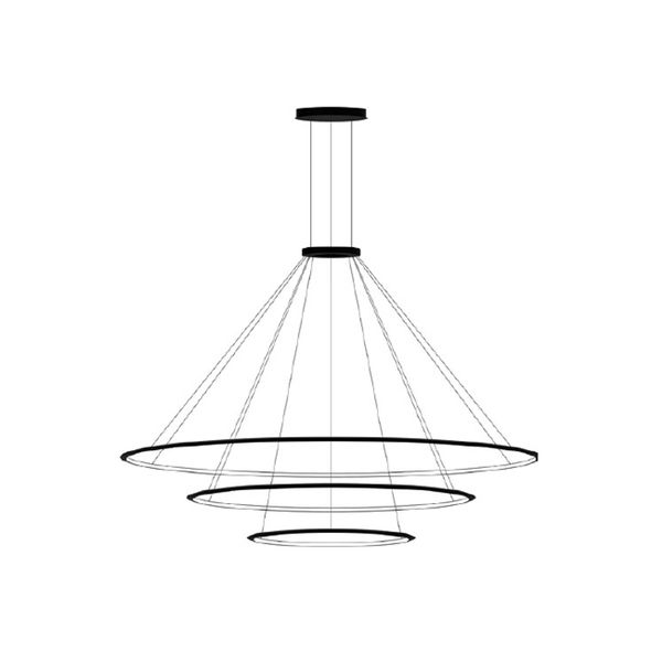 Pendant Circular Outward 3 Rings (ø2000 ø1200 ø600) LED 223.5W 9830lm 2700K Black image 1