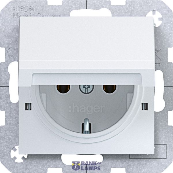 SCHUKO wall socket, locking pin, plug-in, A.x/C.x, matte light white image 1