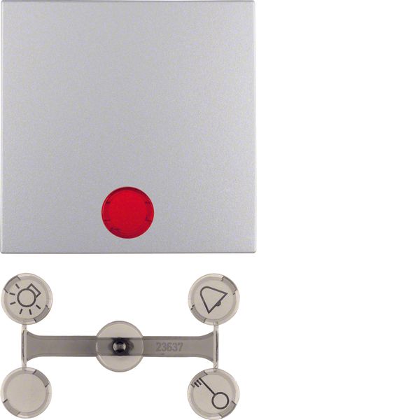 Rocker with fixing element IP44 S.1 with lens aluminium matt image 1