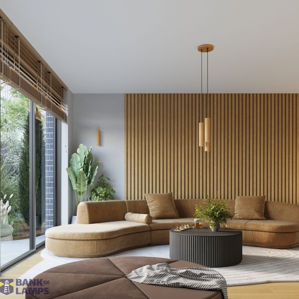 UP-DOWN WALL LAMP GOLD CARBON 20CM FOR BEDROOM WITH CORRUGATED LAMPSHADE 2XGU10 image 5