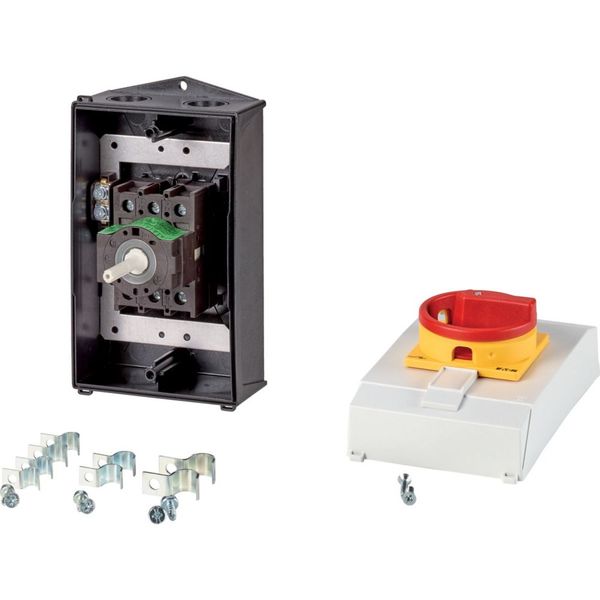 P1-25/I2H/MBS/SVB Main switch, P1, 25 A, surface mounting, 3 pole, Emergency switching off function, With red rotary handle and yellow locking ring, Lockable in the 0 ( image 3