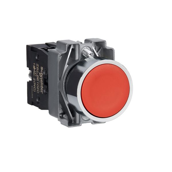 Easy Harmony XB2, button, metal, red, Ø22, with return, unmarked, 1 NC image 1