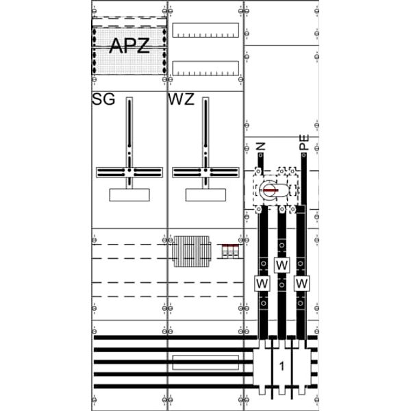 WF39KK91 9RE 3FB Complete panel according to FNN In 200A with three-point fastening image 2
