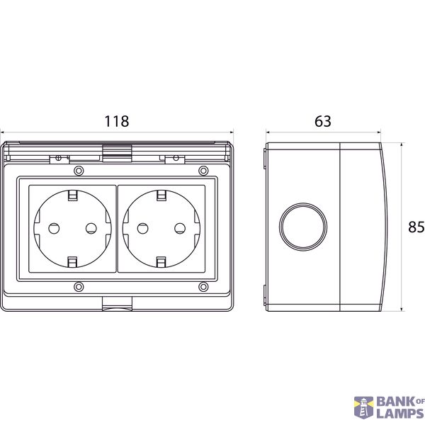 G2SN IP55 "AQUA55" surface-mounted double Schuko socket image 2