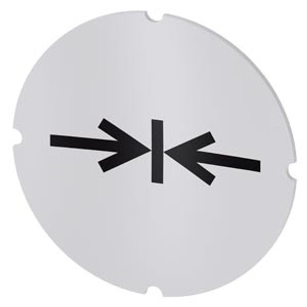 Inscription plate for illuminated pushbutton, round, milky, icon: Clamp image 1