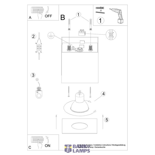 CEILING LAMP HATI GREY GU10 1X10W IP20 image 5