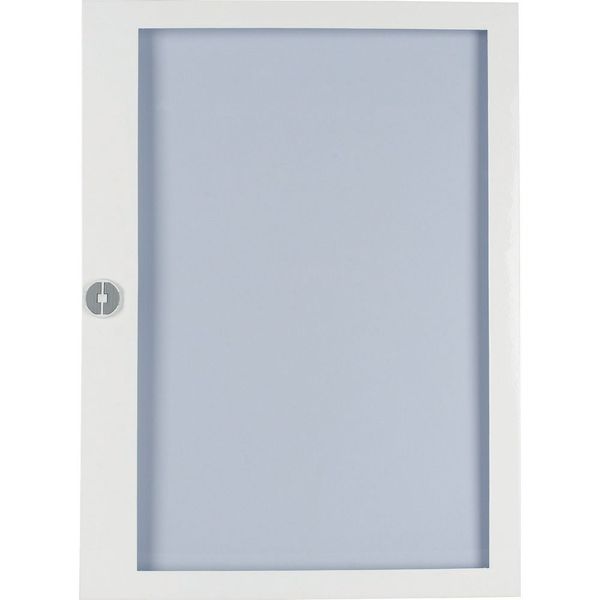 Flush mounted steel sheet door white, transparent with Profi Line handle for 24MU per row, 5 rows image 4