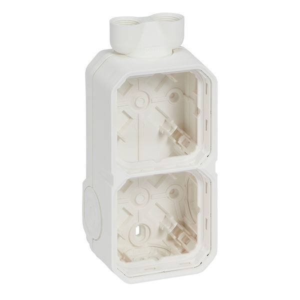 PLEXO 2 GANG BOX VERTICAL WITH CABLE GLAND ISO20 - WHITE image 1