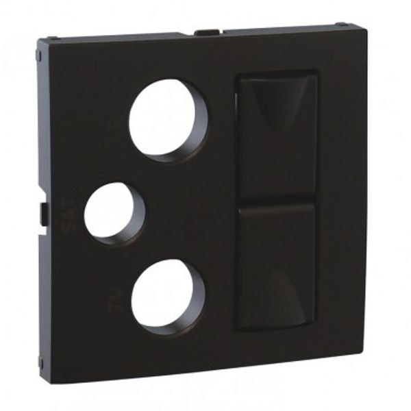 COV PLATE F/R-TV-SAT-2XRJ45 MULT SOCKET MT BK image 1