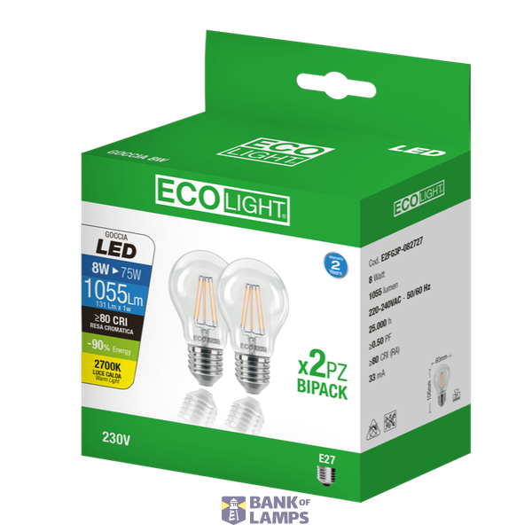 FIL. LED ECOLIGHT GOCCIA PLUS CHIARA A60 image 1