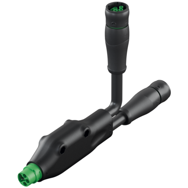 h-coupler MQ15 male-fem. 90°/fem. 0° 600VAC PUR 6x2.5 bk 0.5m/0.3m image 1