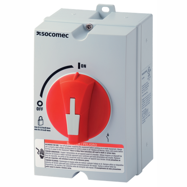 Load break switch SIRCO M1 3P 40A polycarbonate enclosure red handle image 2