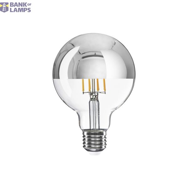 LED Silver Half Sphere Globe Light Bulb G95 7W 650Lm E27 2700K Dimmable - A04 image 1