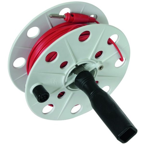 Coiler plastic, grey W 40mm w. socket a. 50m wire 0.75mm² red w. split image 1