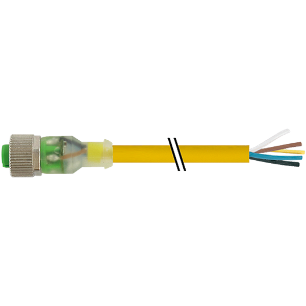 M12 female 0° A-cod. with cable LED PVC 3x0.34 ye UL/CSA 1.8m image 1