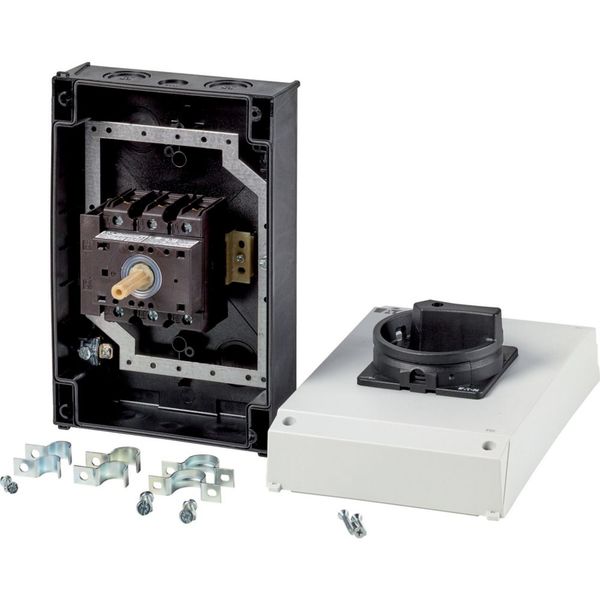P3-63/I4/MBS/SVB-SW/HI11 Main switch, P3, 63 A, surface mounting, 3 pole, 1 N/O, 1 N/C, STOP function, With black rotary handle and locking ring, Lockable in the 0 (Off) posit image 3