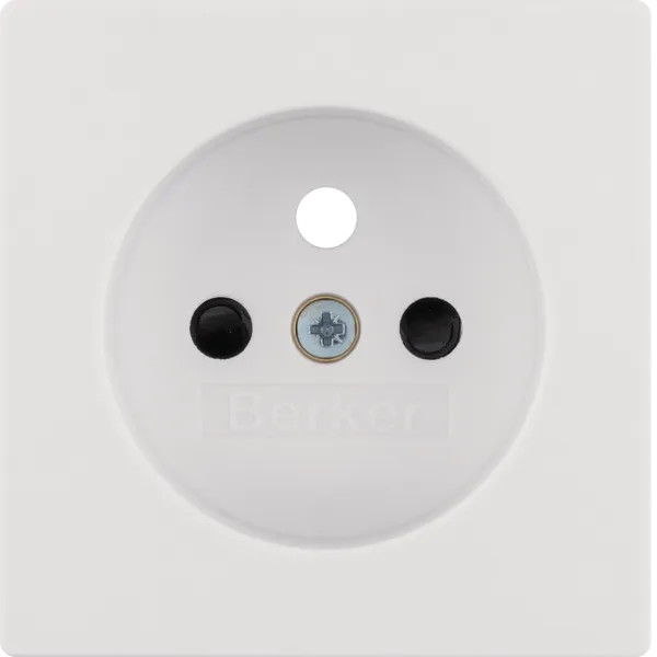 Center piece for socket with ground pin with touch protection, Berker Q.x, white, velvet image 1