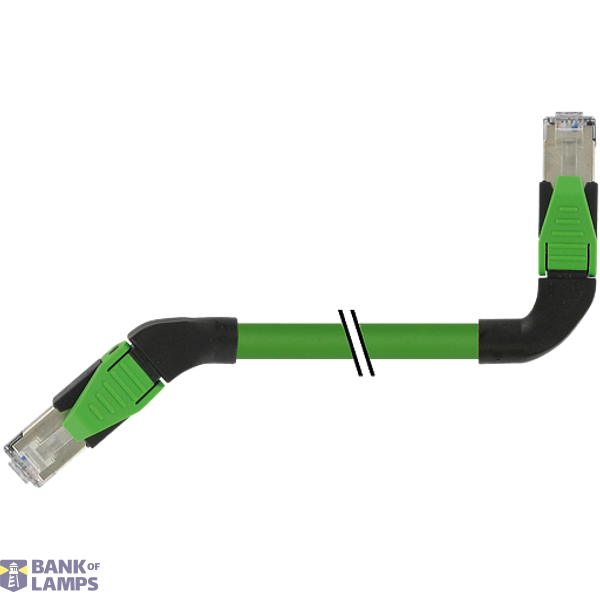 RJ45 male 45° up / RJ45 male 90° left shielded PUR 1x4xAWG22 gn 3m image 1