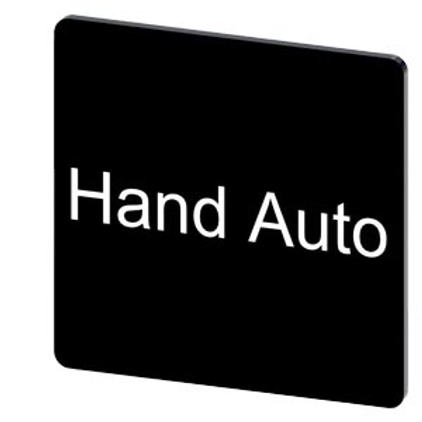 Labeling plate 27 x 27 mm, label black, labeling: Hand Auto image 1