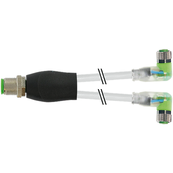 Y-Distributor M12 male / M8 female 90° A-cod. LED PVC 3x0.25 gy  1.5m image 1