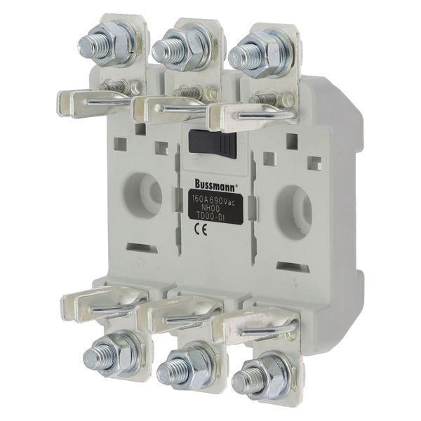 Fuse base NH00 3-pole 160A 690V AC DIN rail mount image 1