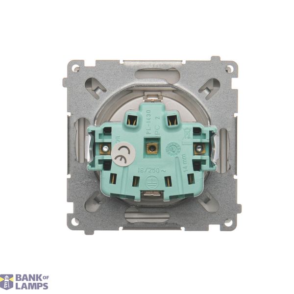 Socket outlet with earthing and shutters, module, 16A, quick connection, light gray matt image 1