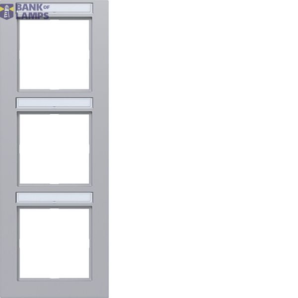 Cover frame 3-way vertical, text field, A.1, titanium image 1