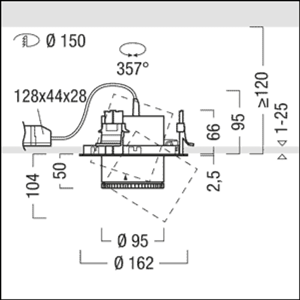 V2-R M 1500-930 SWI SP-WFL WH WH - ceiling-recessed luminaire image 3