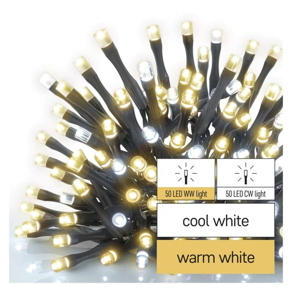 Standard LED interconnecting Christmas chain, 10 m, outdoor, warm/cool white image 1