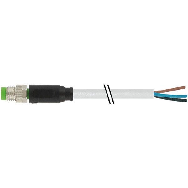 M8 male 0° A-cod. with cable PUR 4x0.25 gy UL/CSA+robot+drag ch. 7.5m image 1