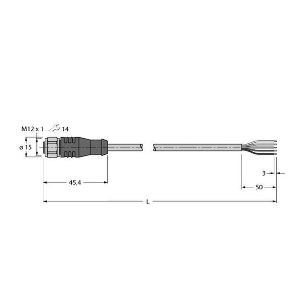 Cable for RFID Application in the Food Industry Connection Cable   RKCV5500-5M/S2500 image 1