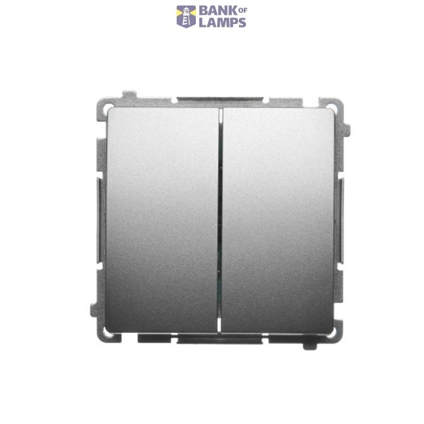 Two gang switch, (module), 16AX, Screw, satin, metallized image 1