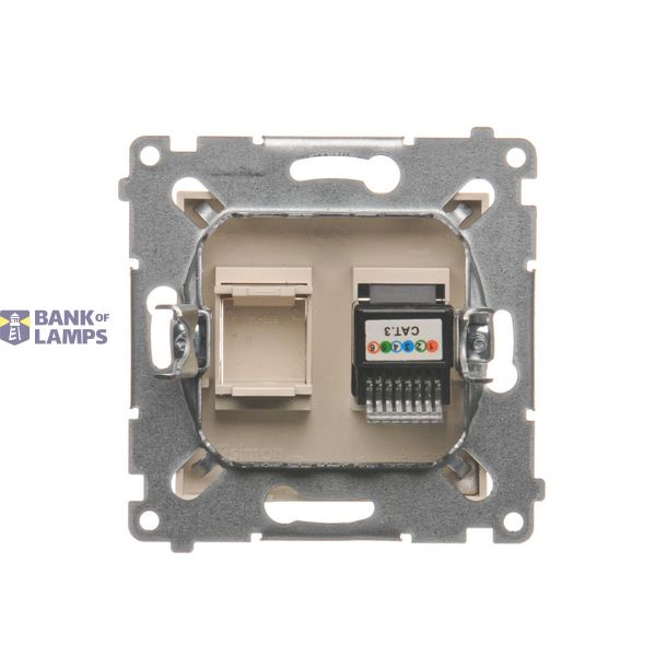Double angled cover for ICT sockets for "Panduit" with descriptive field, (module), Inox, metallized image 1