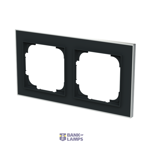 1722-456M-500 Cover  with decor ring, 2gang black matt chrome image 2