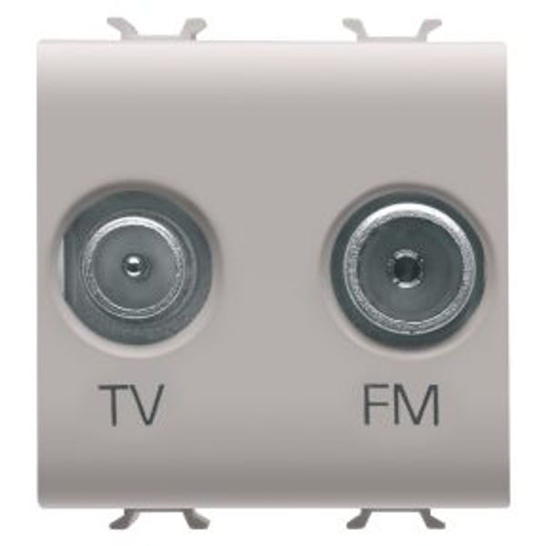 SOCKET-OUTLET TV-FM - DIRECT - 2 MODULES - NATURAL SATIN BEIGE - CHORUSMART image 1