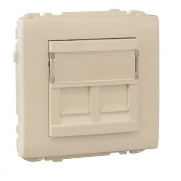 COV RING W/DOUB SUPPORT F/RJ45 CONNECT IVORY image 1