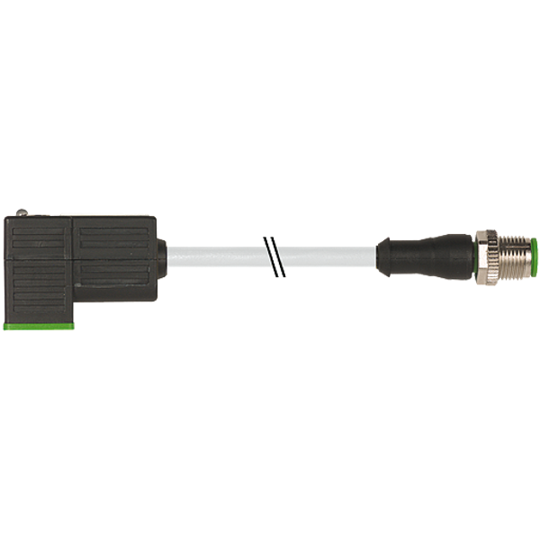 M12 male 0° A-cod./MSUD valve  CI-9.4mm PUR 3x0.75 gy+rob+drag-ch 0.6m image 1