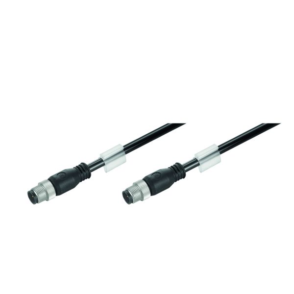 System cable, M12 D-code – IP 67 straight pin, M12 D-code – IP 67 straight pin, Cat.5 (ISO/IEC 11801) / Cat.5e (TIA T568-B), Radox GKW S, 8 m image 1